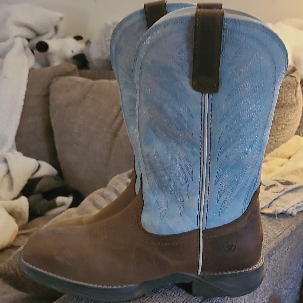 Ariat Brown and Blue Western Boots